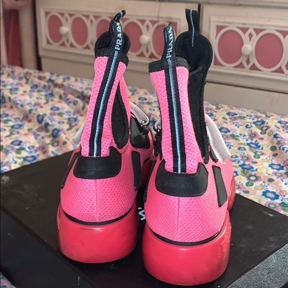 Prada Nylon High Top Pink Sneaker - Picture 2 of 5